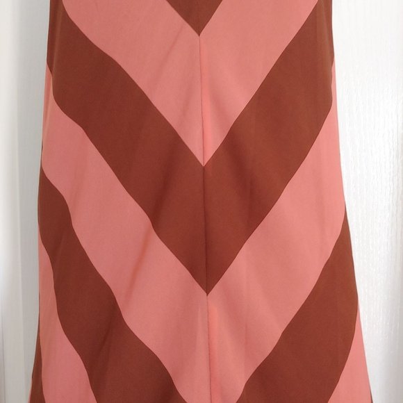Judith March Peach and Brown Stripe Chiffon Halter Dress Large - Picture 3 of 9